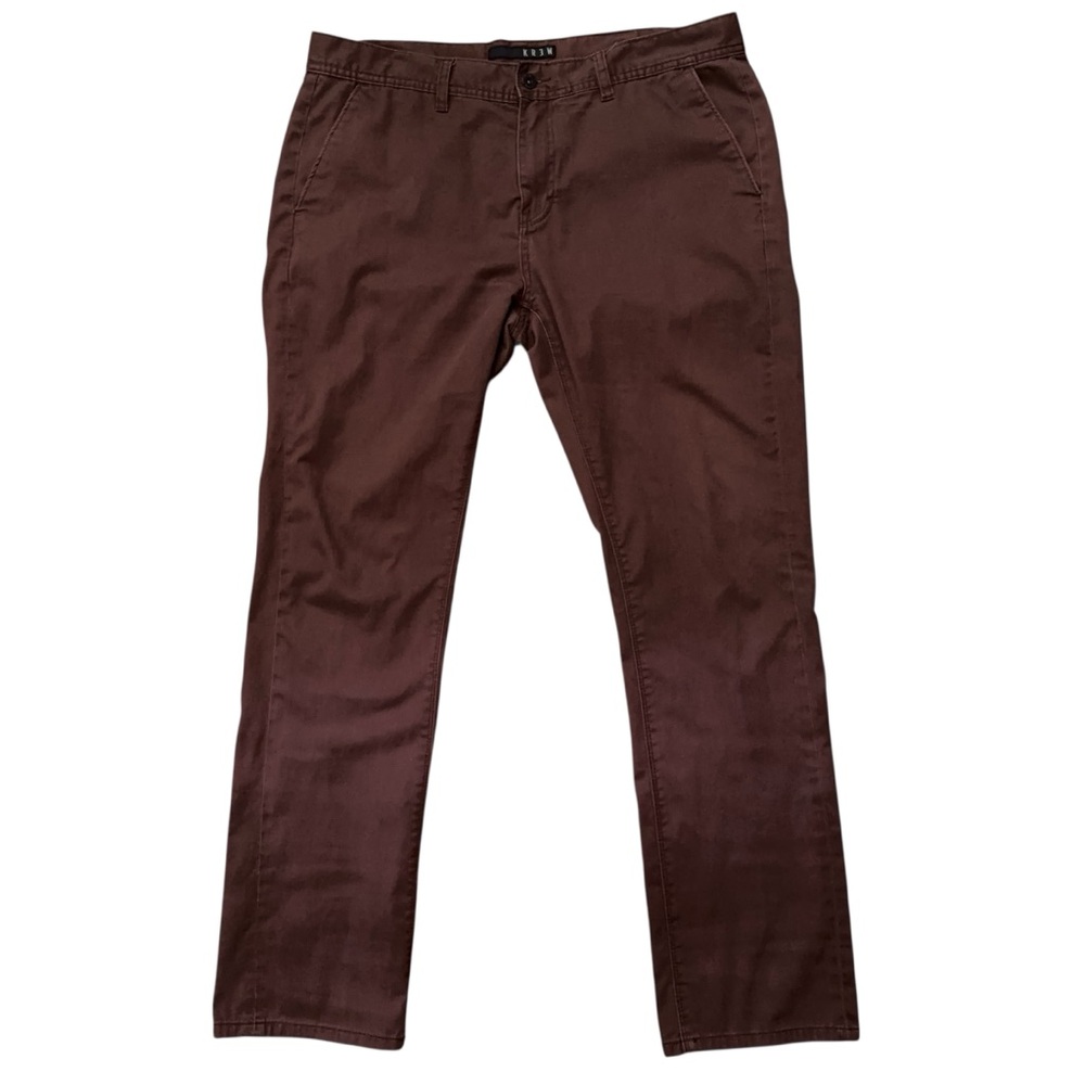 KR3W Chino Pants Mens Size 38 Kslim Slim Fit Stretch Brown